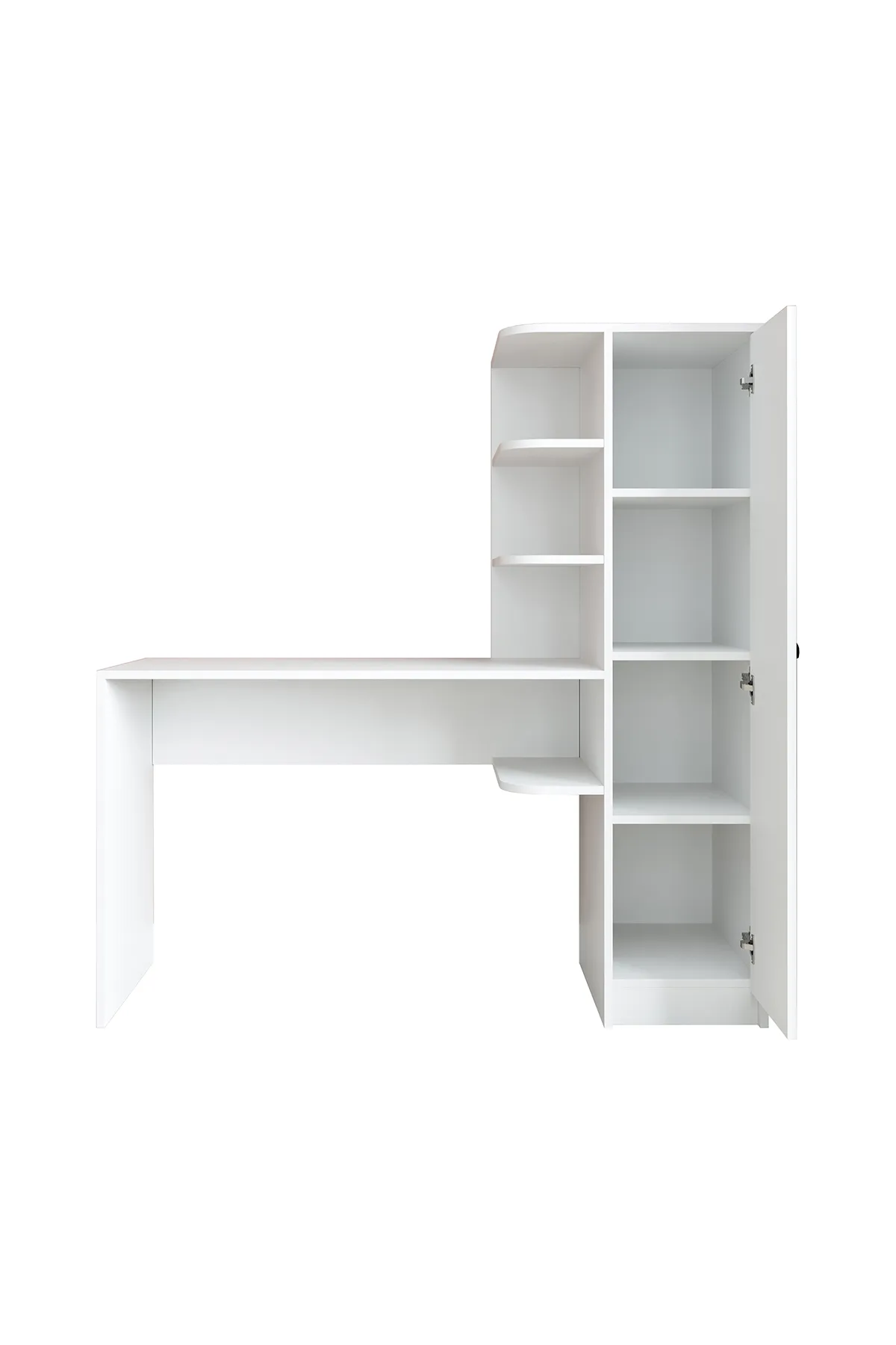 Roomart Roma Raflı Çalışma Masası, Çalışma Ofis Masası Sağ Dolap Mat Beyaz