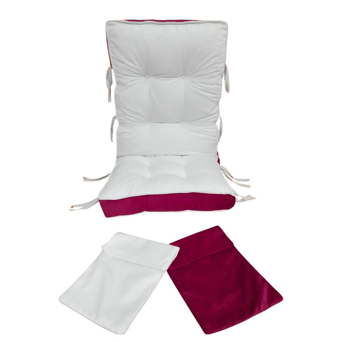 Reyo Home Sallanan Sandalye Minderi Kapitone Çift Cepli Bordo Krem