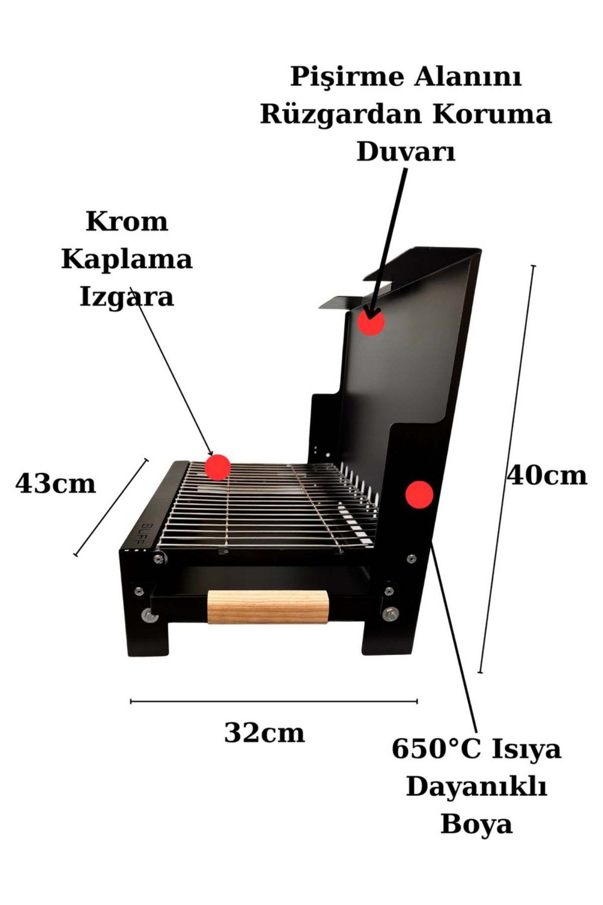 Buff Pratik Katlanır Krom Izgaralı Kolay Katlanabilir Koruma Kılıflı Mangal