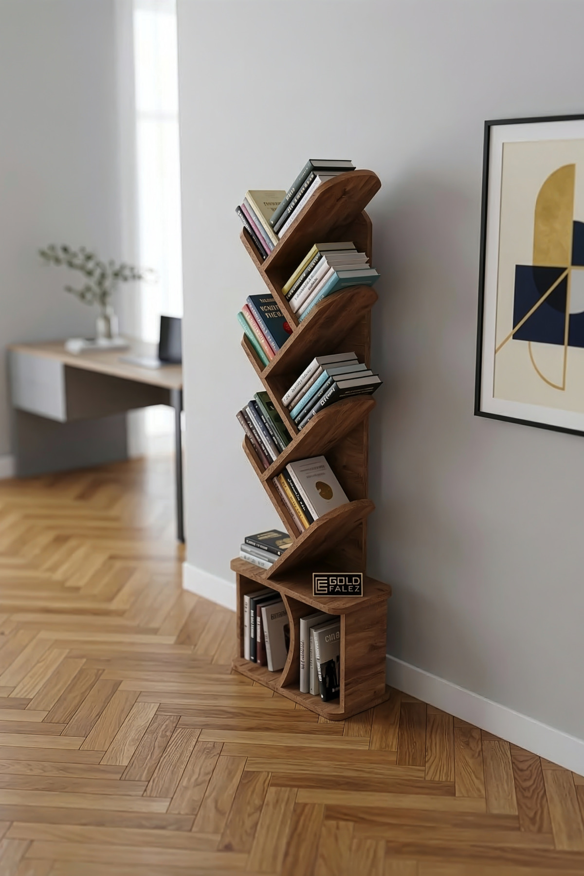 Reyo Falez 10 Raflı Kitaplık Modern Dekoratif Kitap Rafı Çok Katlı Kitap Standı Salon Ofis Organizer 7061 Atlantk