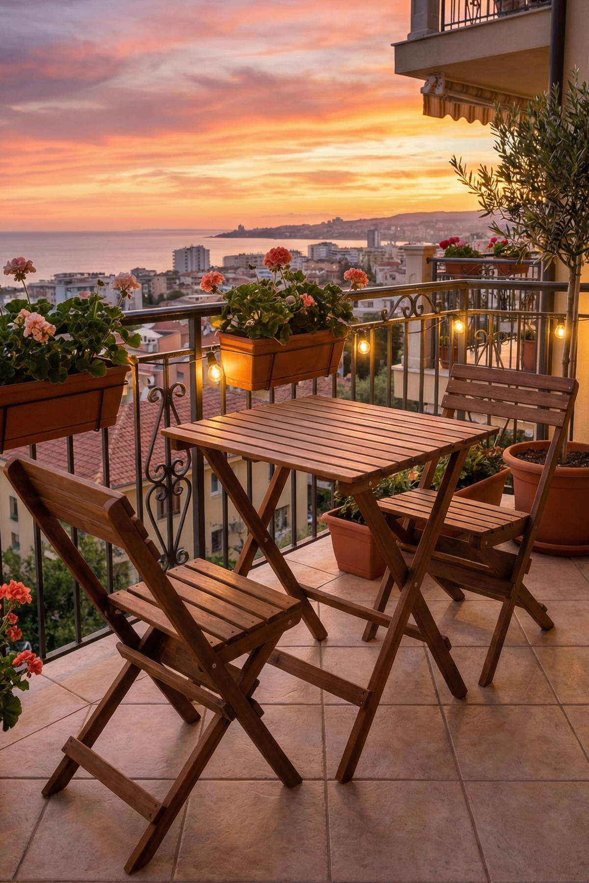 BySay Ahşap Katlanır 3'lü Bistro Seti Mutfak Balkon Bahçe Teras Masa Sandalye Seti Ceviz
