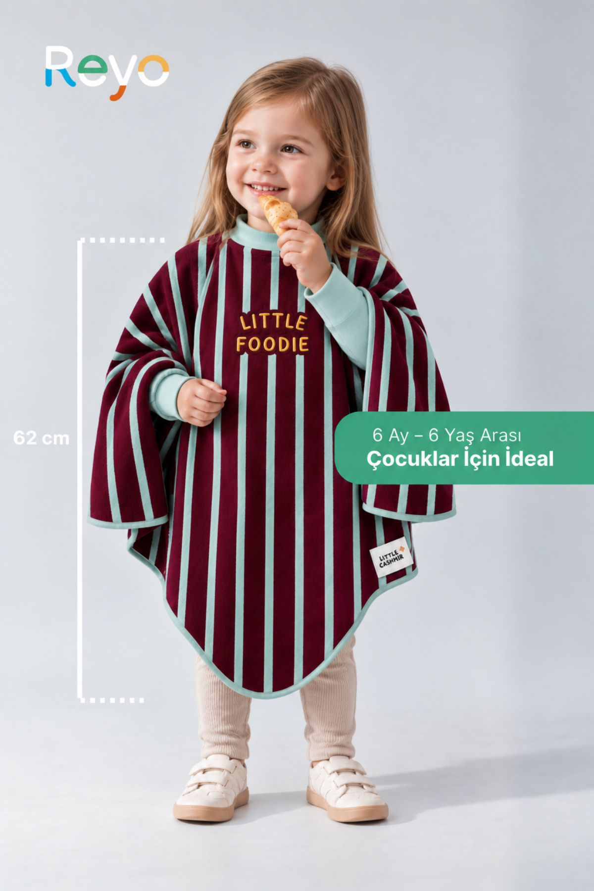 Reyo 6 Ay-6 Yaş Uzun Kollu Bebek Mama Önlüğü, Çocuk Aktivite Önlüğü, Pamuklu, Sıvı Geçirmez İç Katmanlı Havlu Bebek Beslenme Önlüğü - Little Foodie