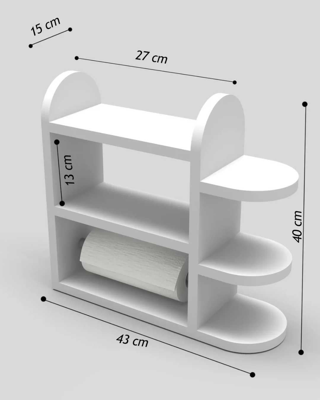 Reyo Home Modern Peçetelikli Baharatlık Mutfak Rafı Beyaz