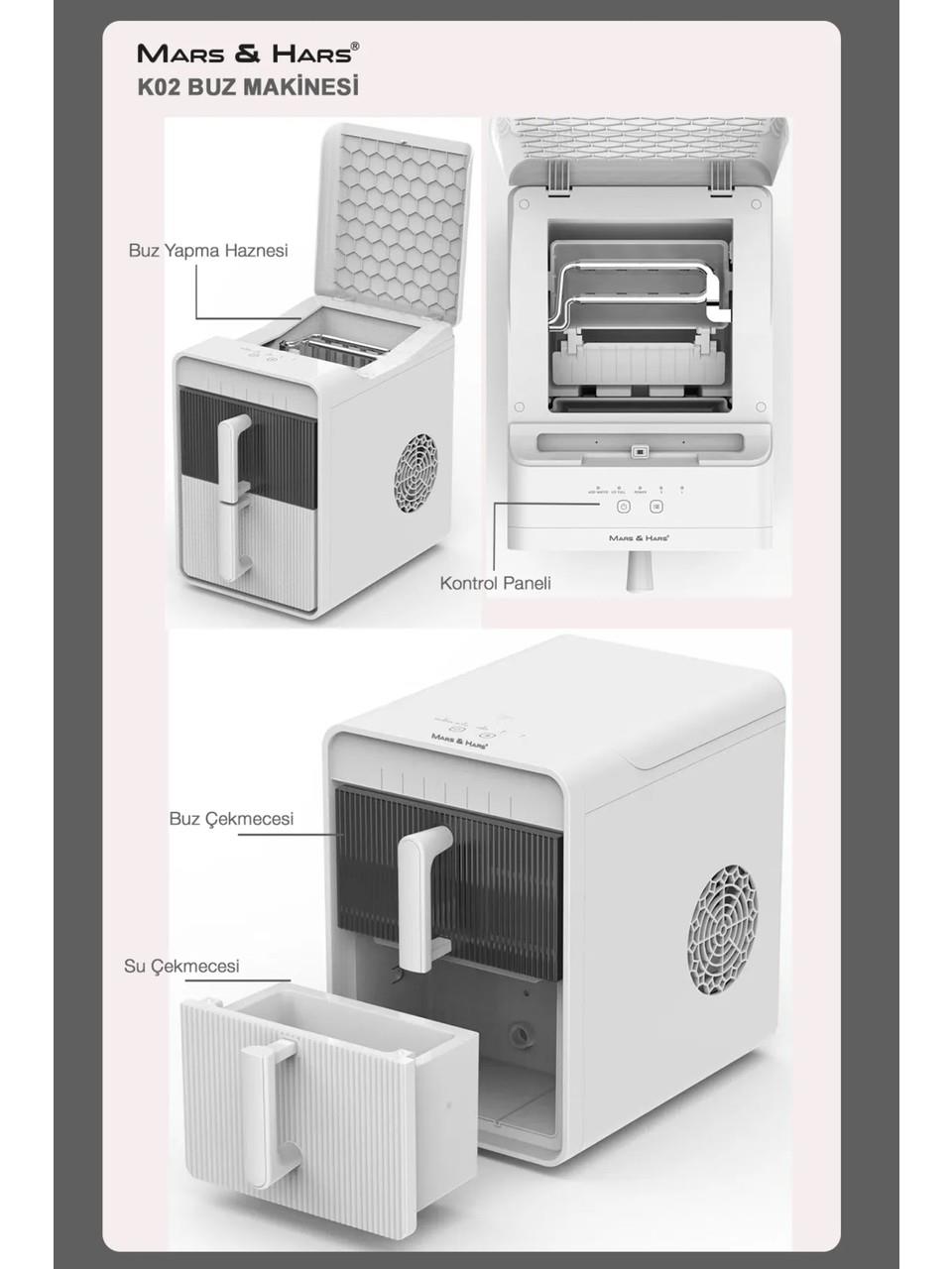 Mars&Hars K02 Çekmece Tipi 12Kg Kapasiteli Buz Makinesi