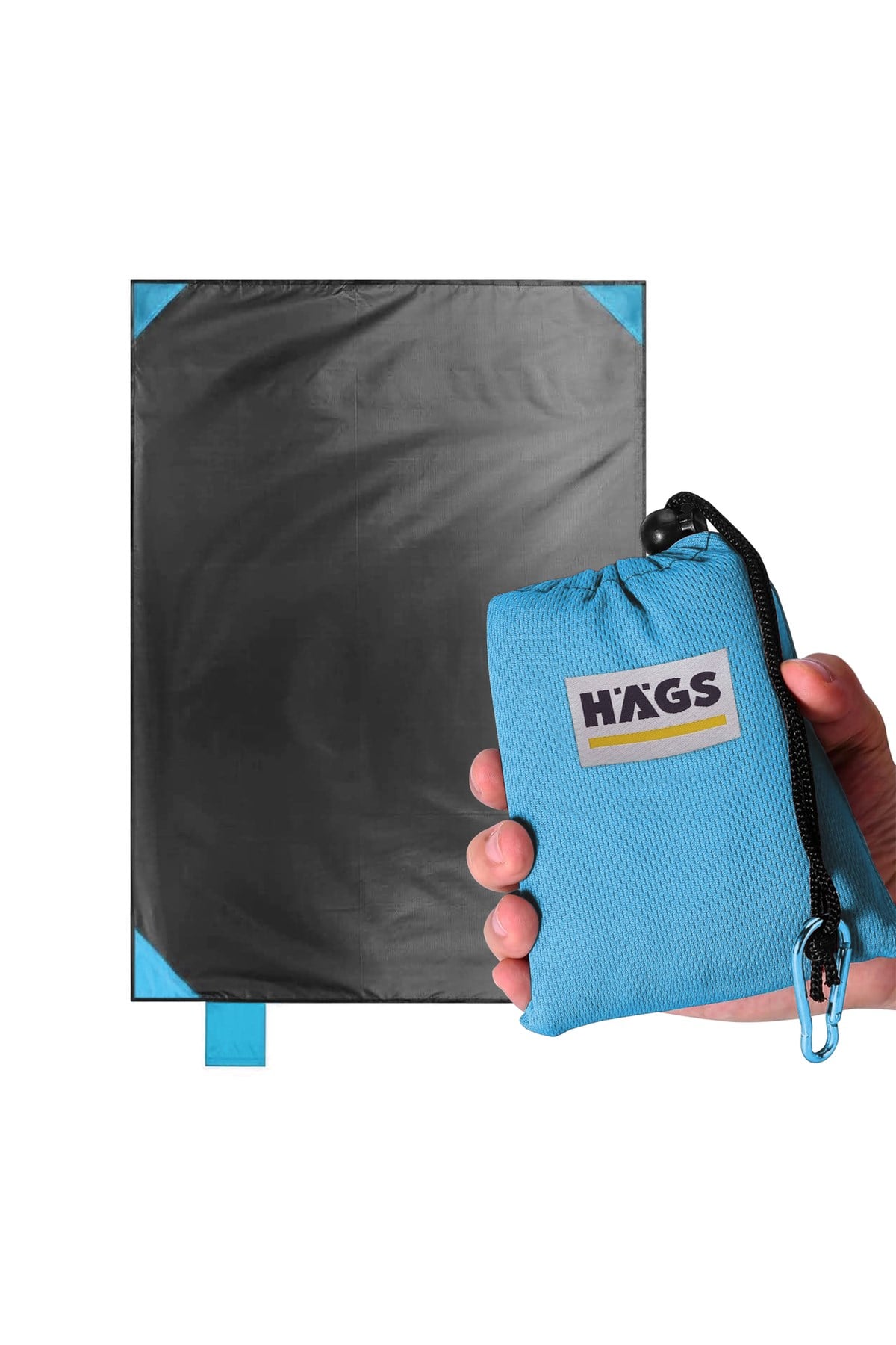 Haegs Cep Yer Örtüsü, Piknik Örtüsü Kamp Matı, Plaj Yer Örtüsü, Su Geçirmez, Kum Tutmaz, Hızlı Kurur, Hafif, Katlanabilir İnce Zemin Örtüsü Outdoor Açık Hava Kamp Yürüyüş Seyahat için - El Askılı - 180-150cm - Mavi