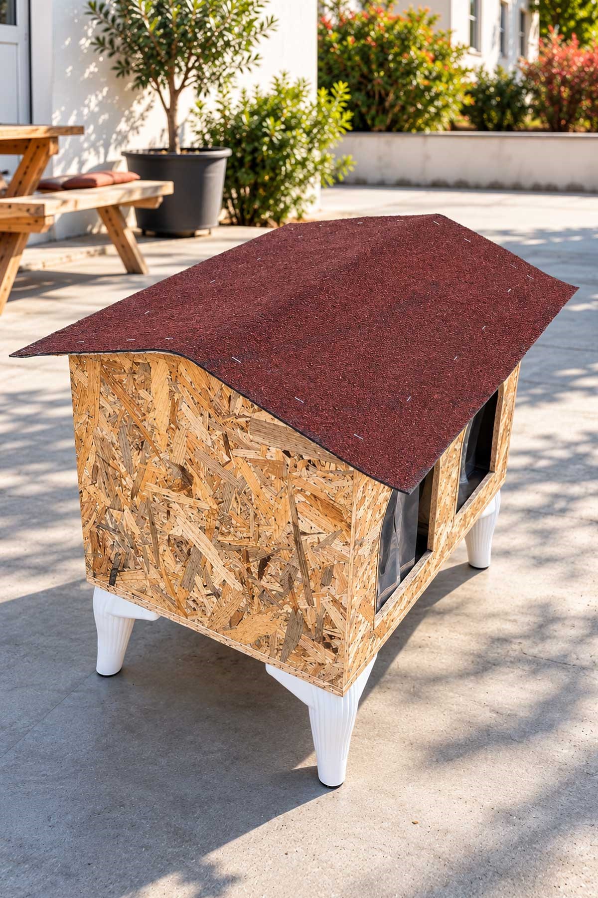 Reyo CATK20 60x40x45 cm 2 Bölmeli Yetişkin Kedi Evi, Kedi Barınağı, Sokak Hayvanları İçin Kedi Barınağı, Kedi Yuvası, Rüzgar ve Soğuğa Dayanıklı, Monteli Teslimat