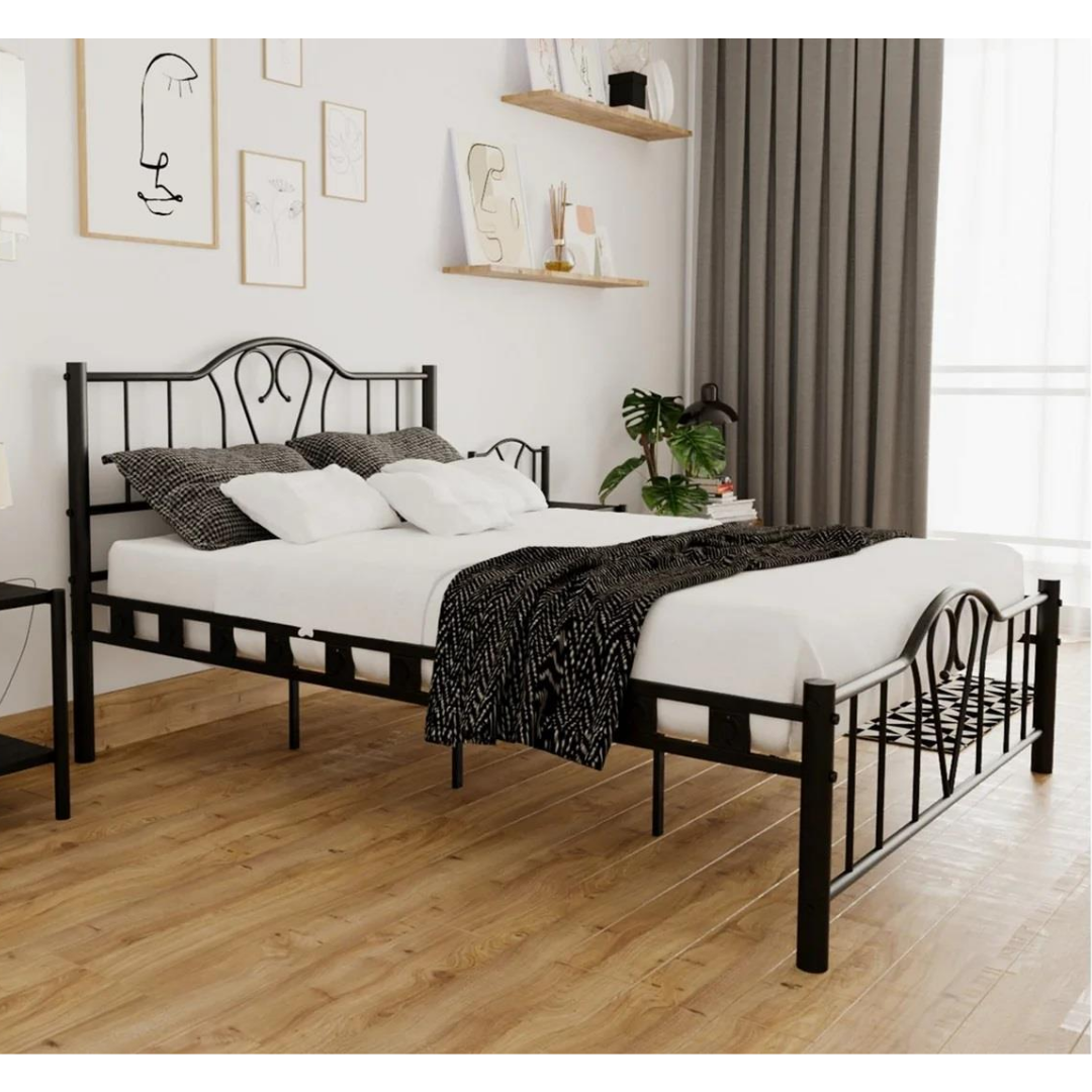 Reyo Orkide Çift Kişilik Ferforje   Siyah Metal Karyola 180x200