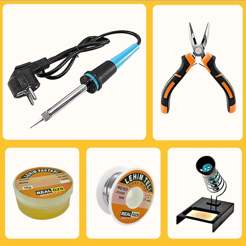 Anadolu Strong Kalem Havya 60W Lehim Makinası ve Lehim Standı Pasta Seti ve Mini Kargaburun 5 Parça Tamir Set