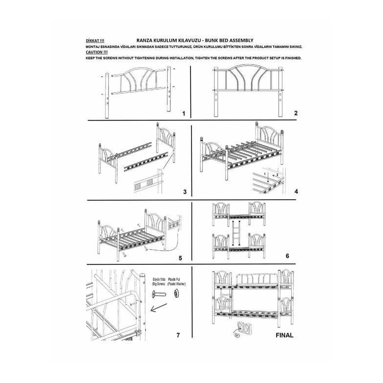 Argimo Carme Genç Çocuk Odası Metal Ranza ve Karyola