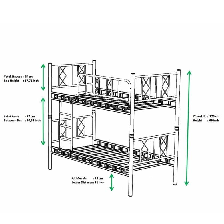 Argimo Carme Genç Çocuk Odası Metal Ranza ve Karyola