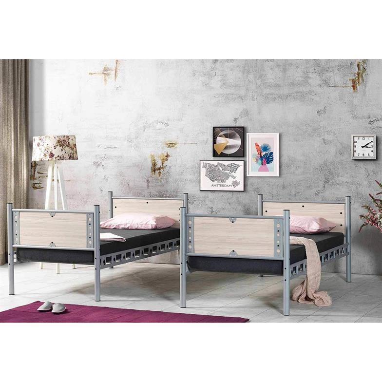 Argimo Elegan Genç Çocuk Odası Ahşap Başlıklı Metal Cappuccino Ranza ve Karyola