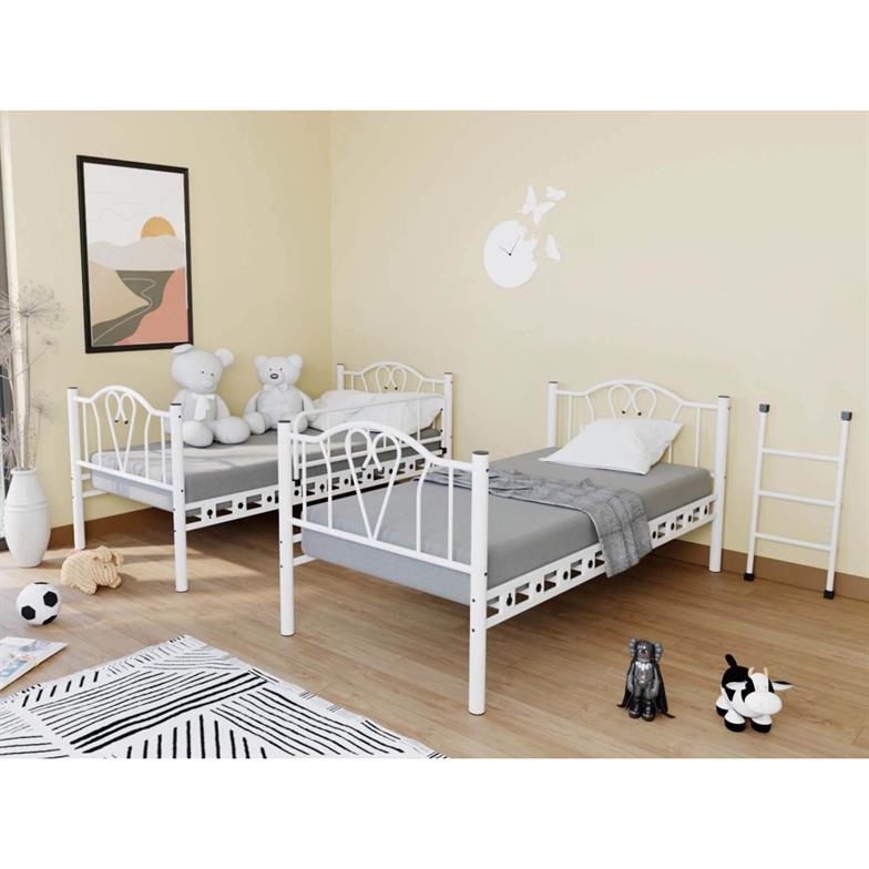 Argimo Orkide Genç Çocuk Odası Metal Beyaz Ranza ve Karyola