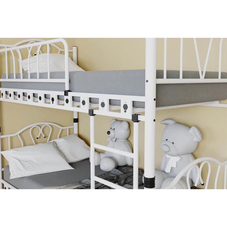 Argimo Orkide Genç Çocuk Odası Metal Beyaz Ranza ve Karyola