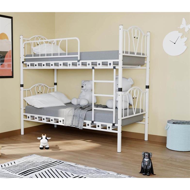 Argimo Orkide Genç Çocuk Odası Metal Beyaz Ranza ve Karyola