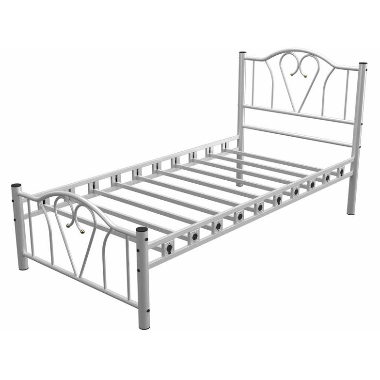 Argimo Orkide Tek Kişilik Ferforje Tarz Beyaz Metal Karyola