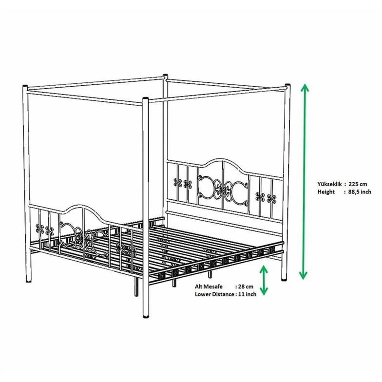 Argimo Pero Sultan Tek Kişilik Başlıklı Metal Beyaz Karyola