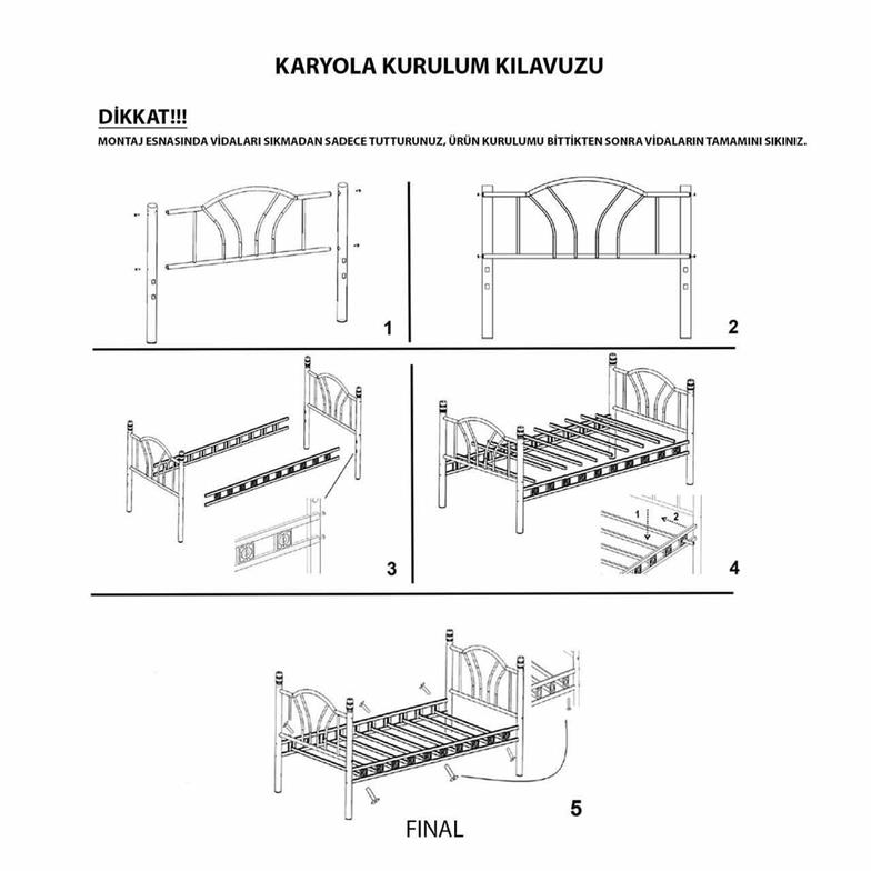 Argimo Pero Tek Kişilik Başlıklı Yatak Odası Ferforje Metal Siyah Karyola