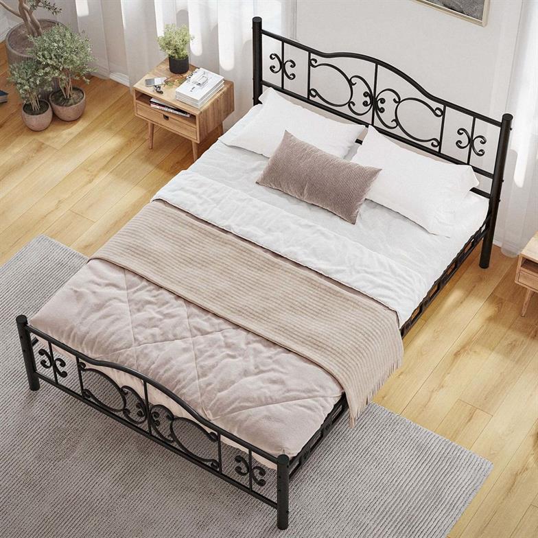 Argimo Pero Tek Kişilik Başlıklı Yatak Odası Ferforje Metal Siyah Karyola
