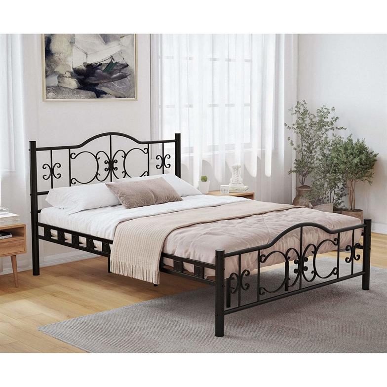 Argimo Pero Tek Kişilik Başlıklı Yatak Odası Ferforje Metal Siyah Karyola