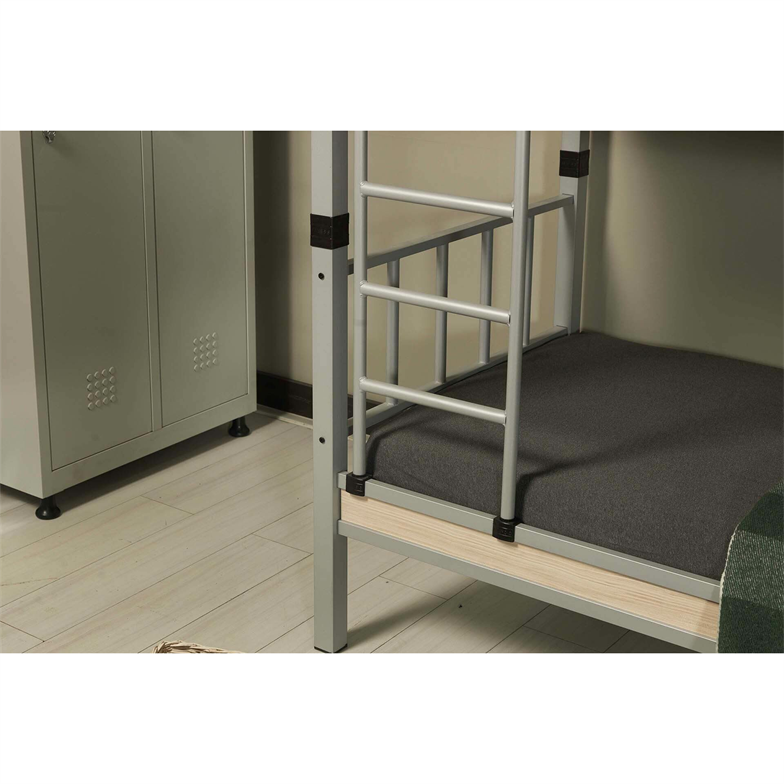 Argimo Yurt Genç Çocuk Odası Metal Gri Ranza ve Karyola