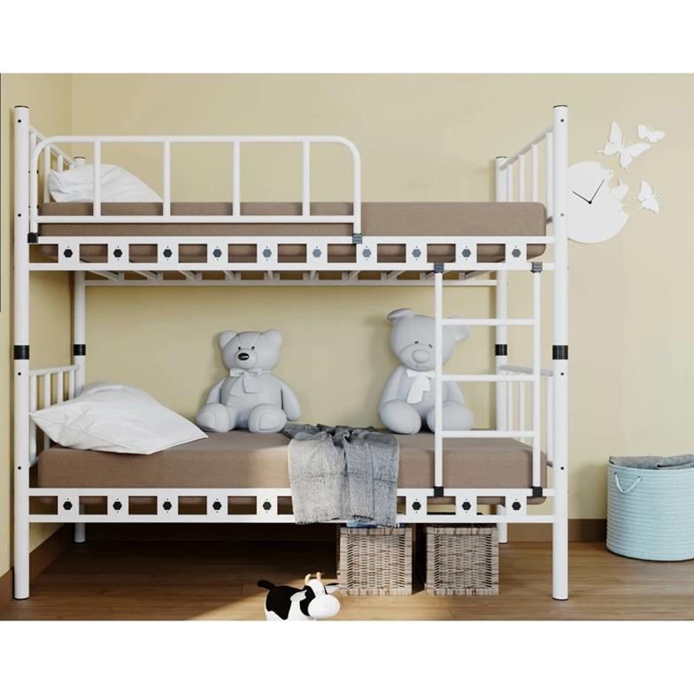 Argimo Zambak Genç Çocuk Yatak Odası Beyaz Metal Ranza ve Karyola