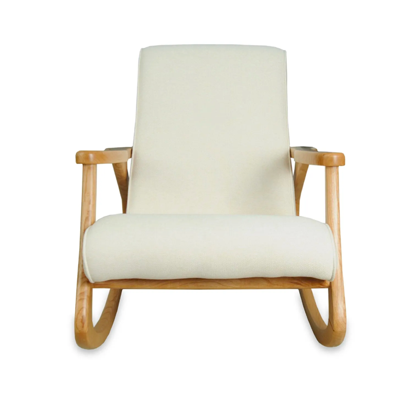 Asedia Ekol Naturel Krem Ahşap Sallanan Sandalye Dinlenme Emzirme Baba Tv Okuma Uzanma Koltuğu Berjer ESS