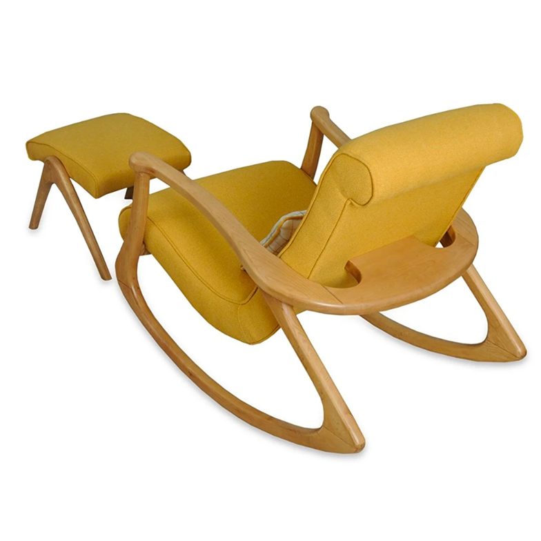 Asedia Ekol Naturel Sarı Ahşap Sallanan Sandalye Dinlenme Emzirme Baba Tv Okuma Uzanma Koltuğu Berjer ESS