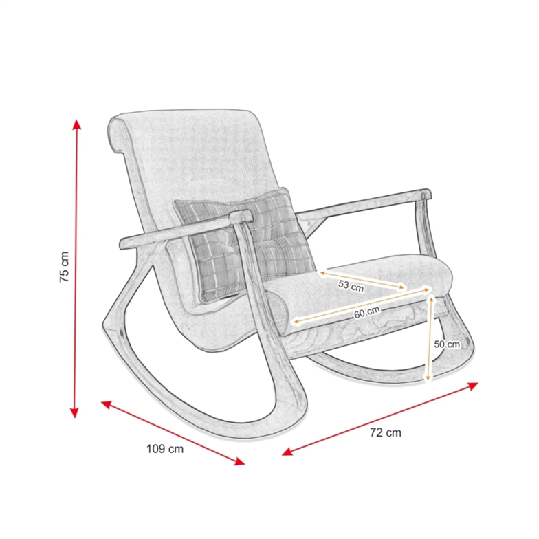 Asedia Ekol Naturel Yeşil Kapitoneli Dişbudak Ahşap Sallanan Sandalye Dinlenme Baba Tv Okuma Koltuğu Berjer