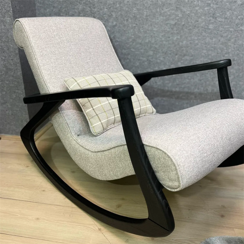 Asedia Ekol Siyah Taş Rengi Ahşap Sallanan Sandalye Dinlenme Emzirme Baba Tv Okuma Uzanma Koltuğu Berjer ESS