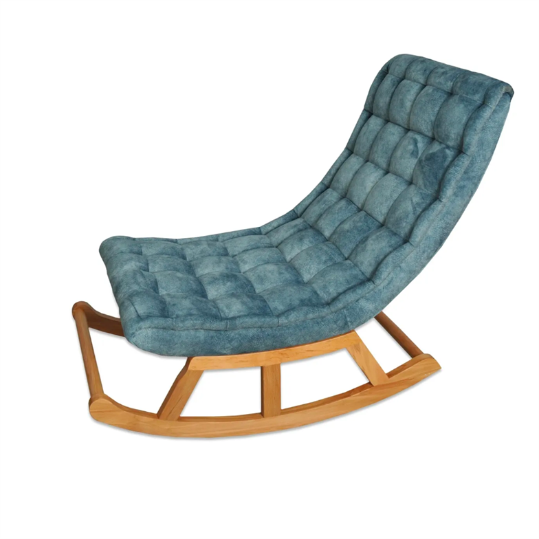 Asedia Miskin Naturel Mavi Ahşap Sallanan Sandalye Dinlenme Emzirme Baba Tv Okuma Uzanma Koltuğu Berjer