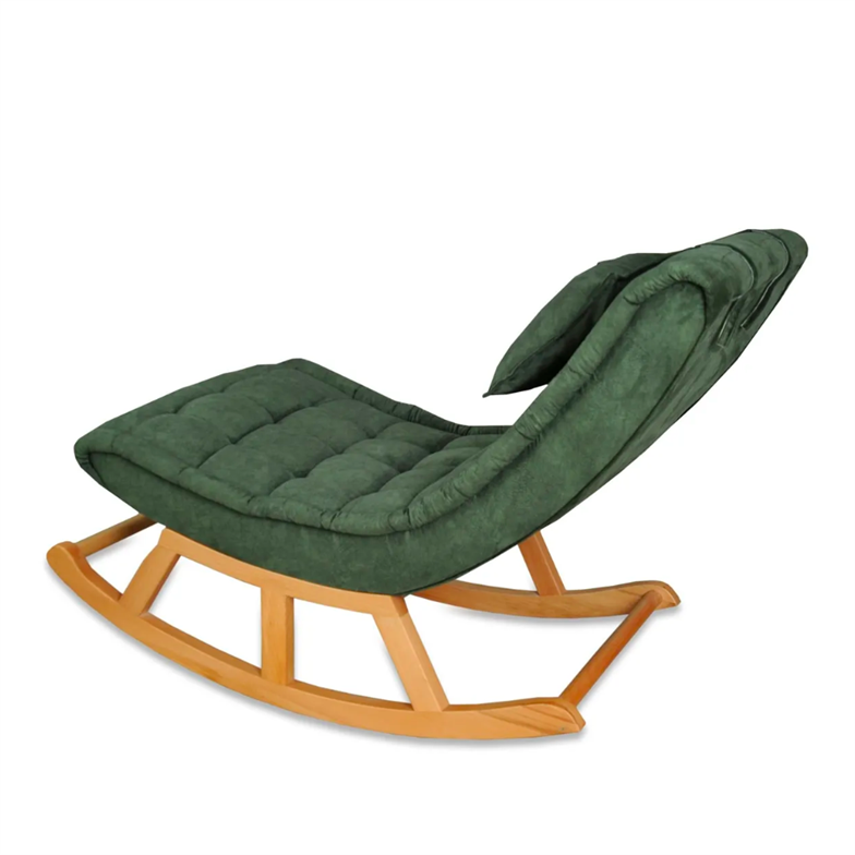 Asedia Miskin Naturel Yeşil Ahşap Sallanan Sandalye Dinlenme Emzirme Baba Tv Okuma Uzanma Koltuğu Berjer MSS