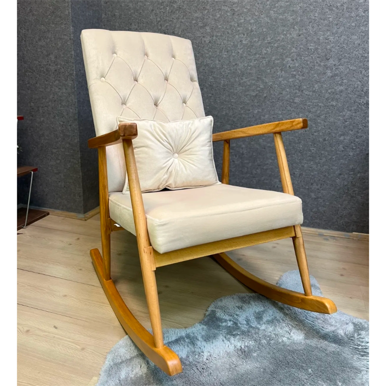 Asedia Trend Naturel Krem Kapitoneli Sallanan Sandalye Dinlenme Emzirme Baba Tv Okuma Koltuğu Berjer TKKADİFE