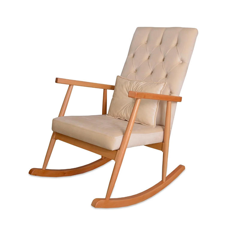 Asedia Trend Naturel Krem Kapitoneli Sallanan Sandalye Dinlenme Emzirme Baba Tv Okuma Koltuğu Berjer TKKADİFE