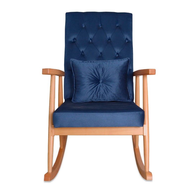 Asedia Trend Naturel Lacivert Kapitoneli Sallanan Sandalye Dinlenme Emzirme Baba Tv Okuma Koltuğu Berjer TKKADİFE