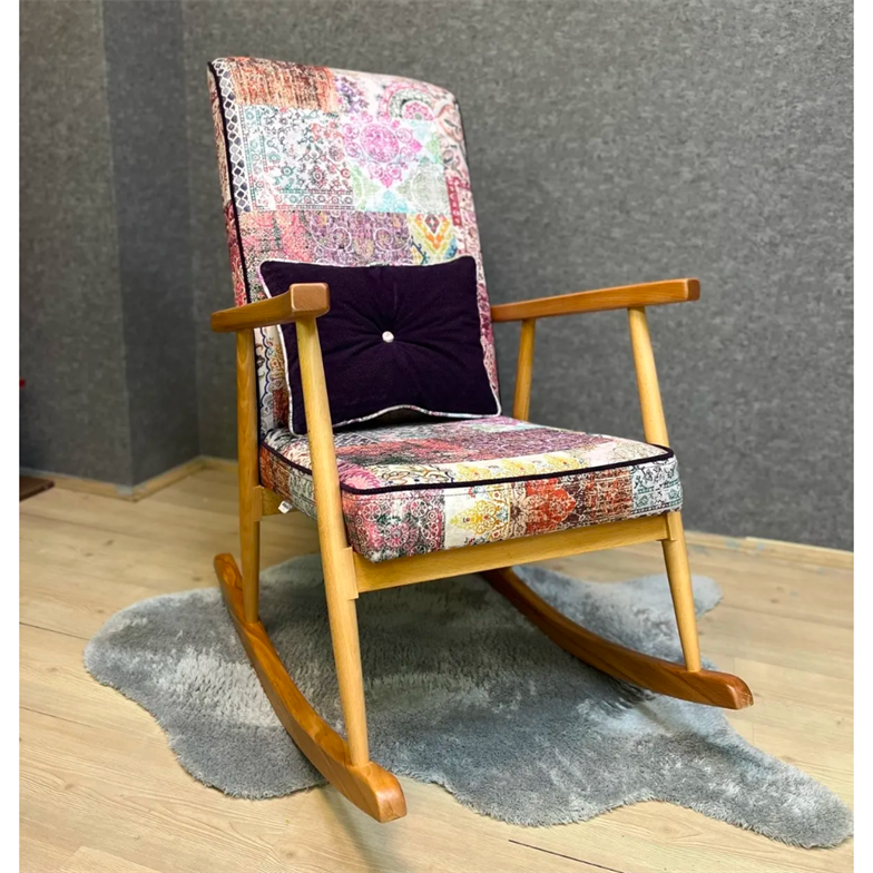 Asedia Trend Naturel Otantik Döşemeli Sallanan Sandalye Dinlenme Emzirme Baba Tv Okuma Koltuğu Berjer