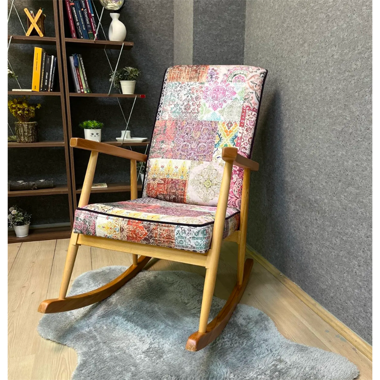 Asedia Trend Naturel Otantik Döşemeli Sallanan Sandalye Dinlenme Emzirme Baba Tv Okuma Koltuğu Berjer