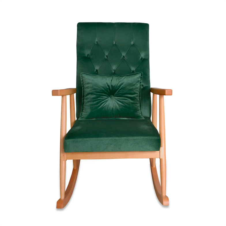 Asedia Trend Naturel Zümrüt Yeşil Kapitoneli Sallanan Sandalye Dinlenme Emzirme Baba Okuma Koltuğu Berjer TKKADİFE