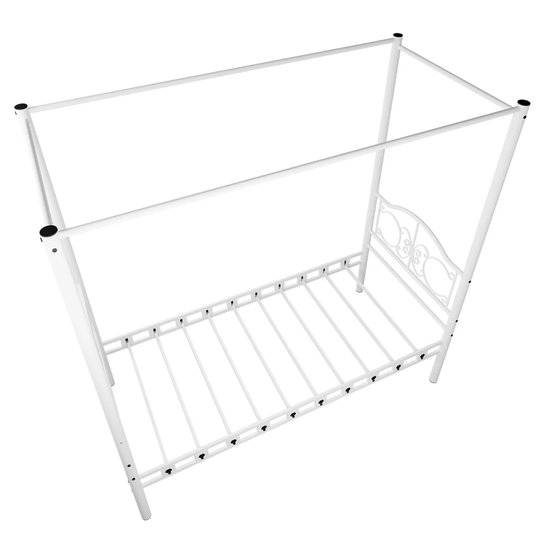 Reyo Pero Sultan Tek Kişilik Başlıklı Metal Beyaz Karyola 90x190