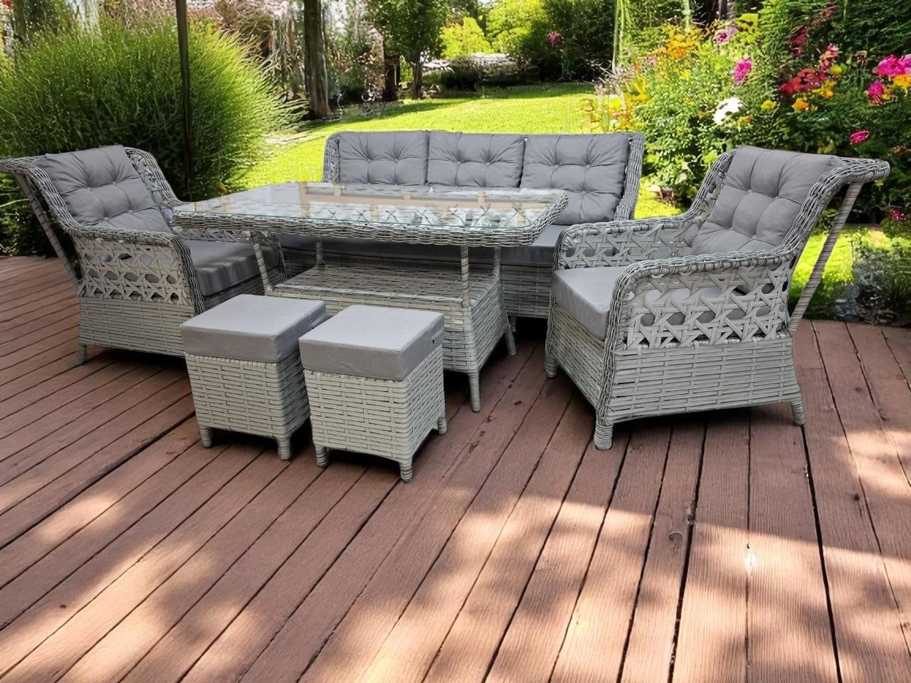 Reyo Petek 2+1+1 Masalı Rattan Bahçe Mobilyası, Balkon Takımı, Rattan Koltuk Takımı