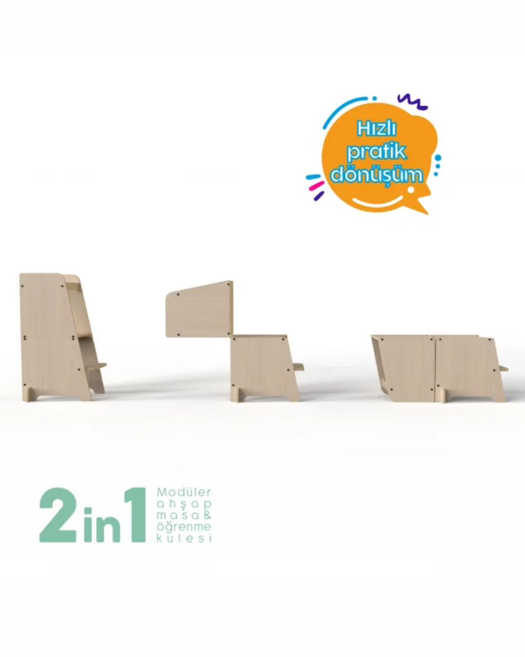 Mamatoyz 07 Kule Bend Menteşeli Öğrenme Kulesi Natural