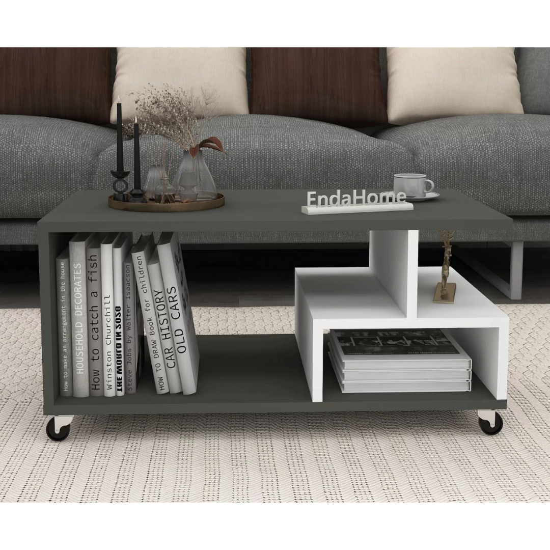 Enda Home Sultan Tekerli Orta Sehpa 86,5x50 cm Antrasit