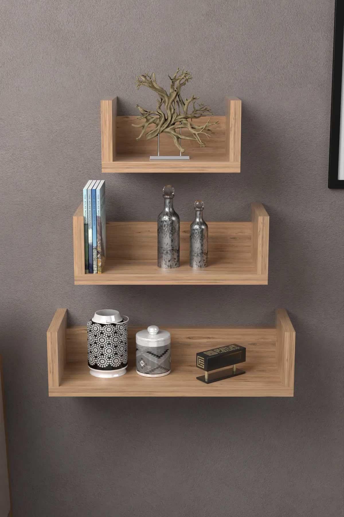Reyo Modern Dekoratif U Raf Ceviz