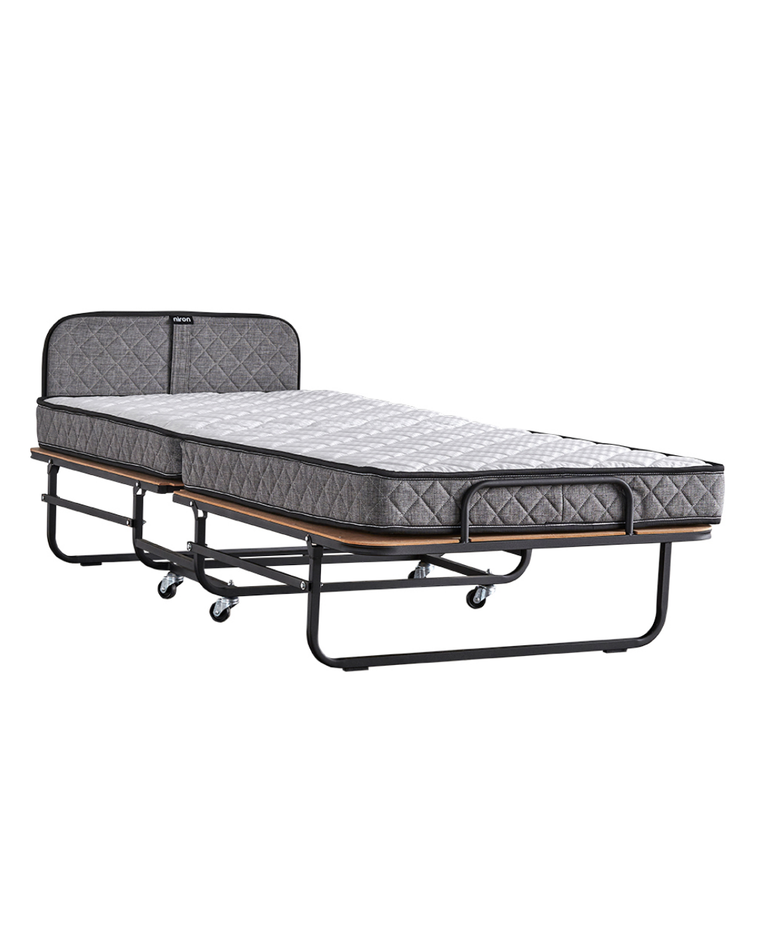 Niron Premium Katlanır Yatak 90x200 cm Paket Yaylı Lüks Yatak ve Kaydırmaz Kumaş Kaplı Karyola