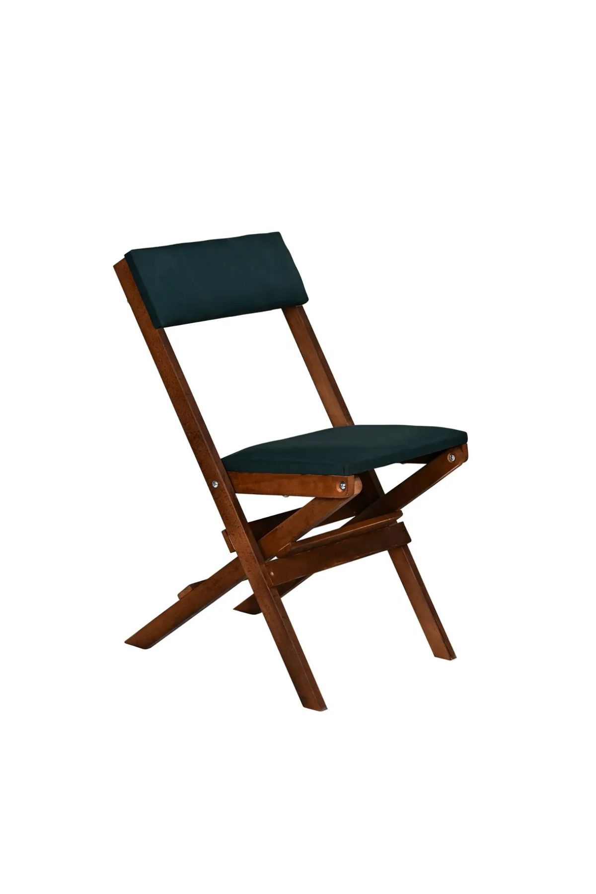 BySay Ahşap Katlanır Döşeme Minderli 3'lü Bistro Set Bahçe Takımı Ceviz Yeşil