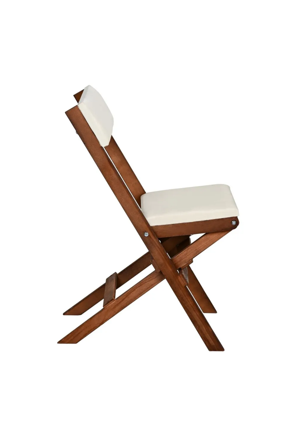 BySay Ahşap Katlanır Döşeme Minderli 3'lü Bistro Set Bahçe Takımı Ceviz Krem