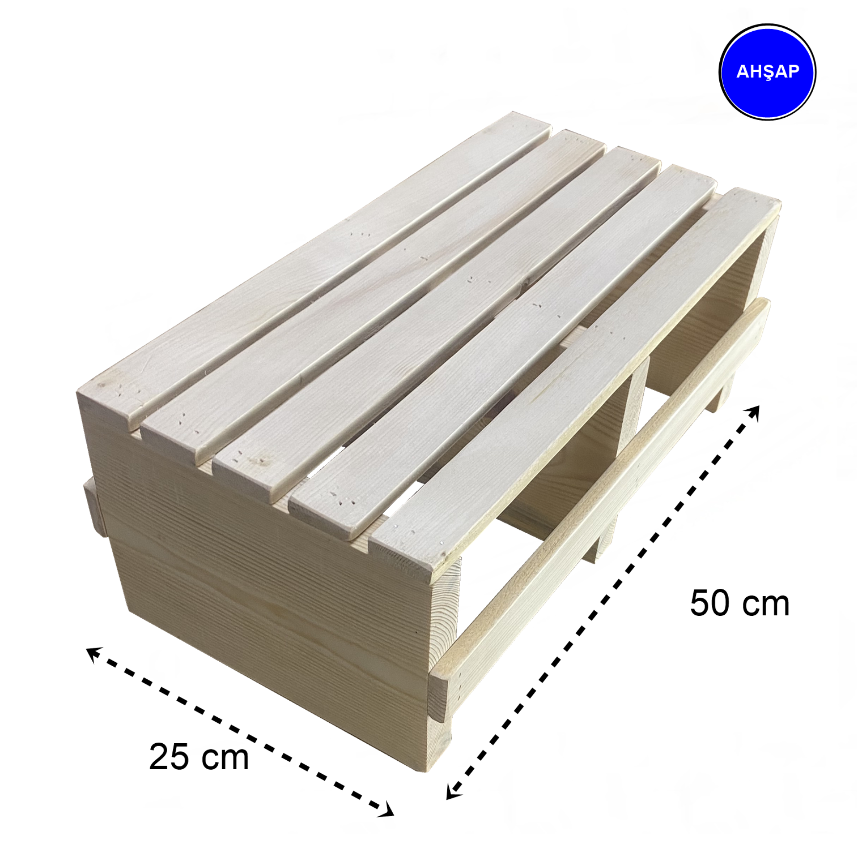 Reyo Doğal Ahşaptan Ev içi Kullanıma Uygun Kaymaz Tabanlı Step Tahtası 18x25x50 cm