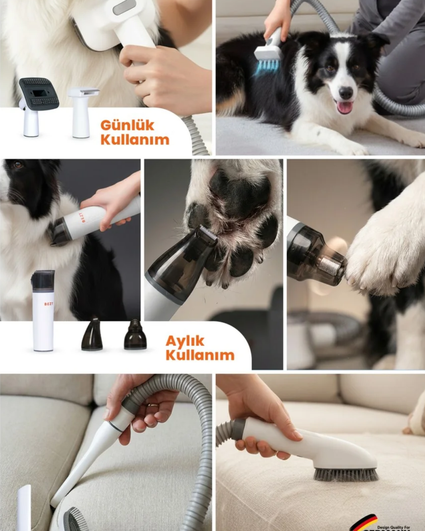 Bezt Pet Trim Sessiz Vakumlu Tıraş Makinesi Kedi Köpek Bakım Seti