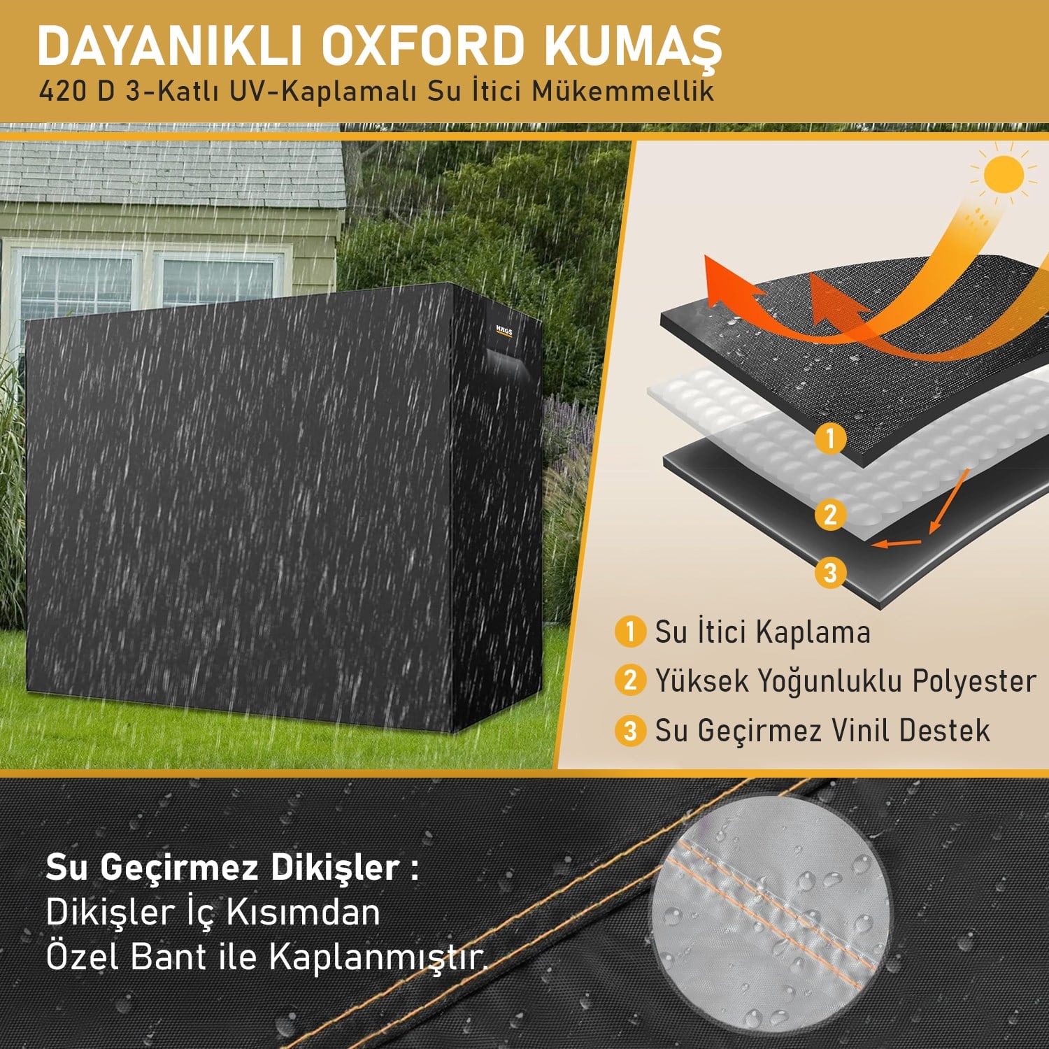 HAEGS Bahçe Salıncak Koruma Örtüsü Üç Kişilik Tenteli Hamak Bahçe Salıncağı Koruma Kılıfı Su Geçirmez Branda Dayanıklı 210x125x170cm Siyah