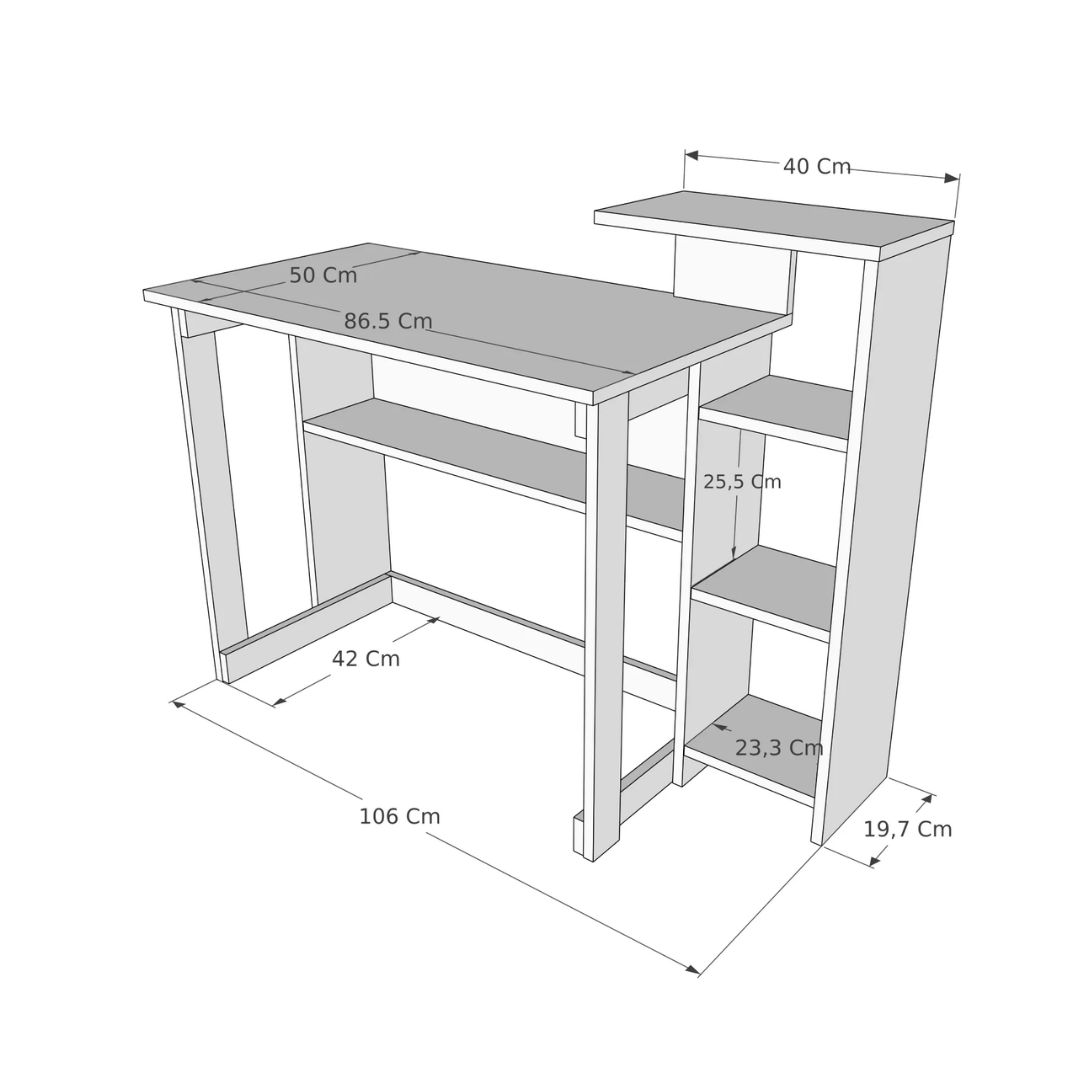 Enda Home SAYE 5 Raflı Kitaplıklı Çalışma Masası Atlantik Çam