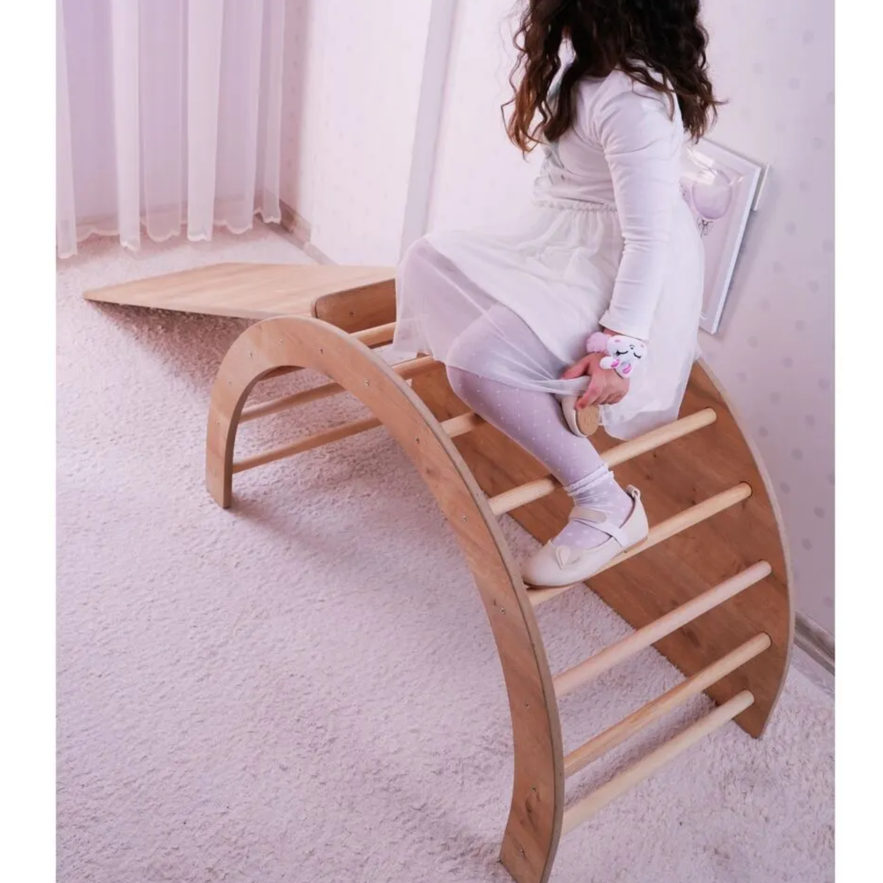 Alfa Country Sincap Montessori Pikler Aktivite Ve Oyun Masası, Kaydıraklı Tırmanma Seti Ve Sandalye